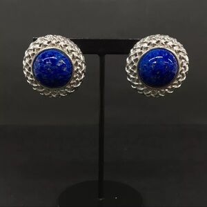 Burberrys Blue Silver Tone Earrings